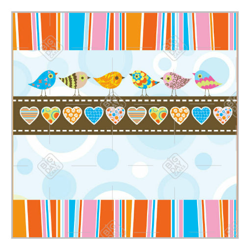 Stripey birds topper - square