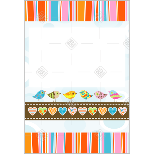 Stripey birds frame - portrait