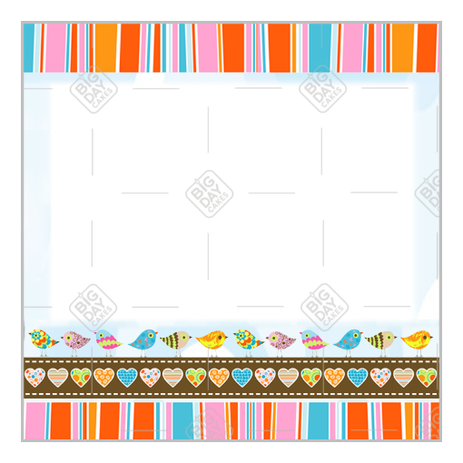 Stripey birds frame - square