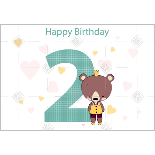 Happy Birthday 2yr old topper - landscape
