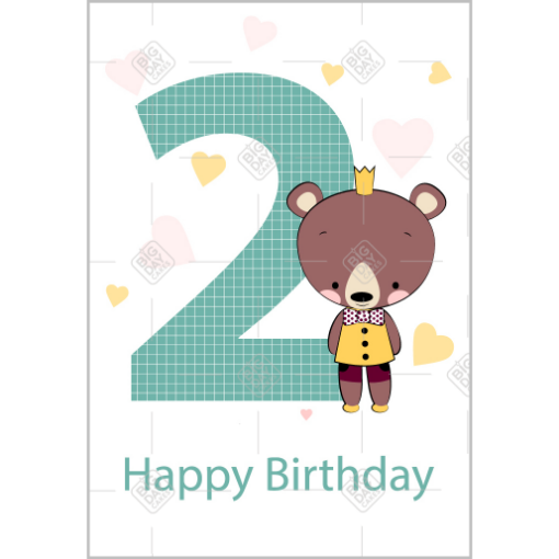 Happy Birthday 2yr old topper - portrait
