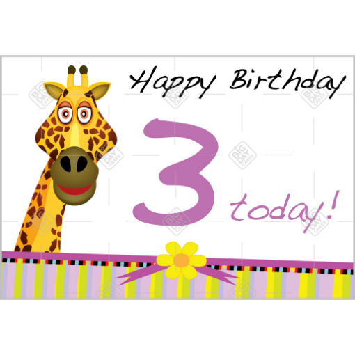 Happy Birthday 3yr old topper - landscape