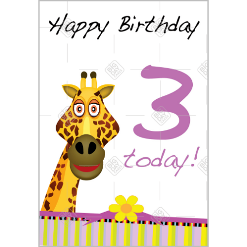Happy Birthday 3yr old topper - portrait