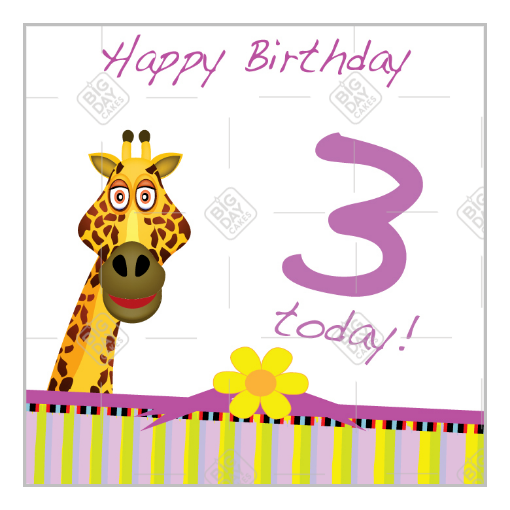 Happy Birthday 3yr old topper - square