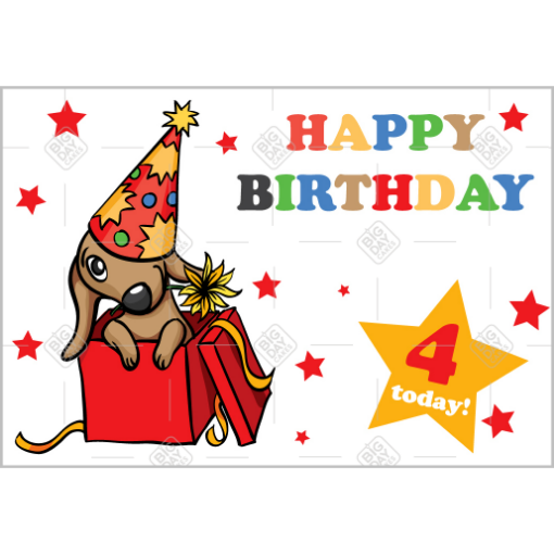 Happy Birthday 4yr old topper - landscape