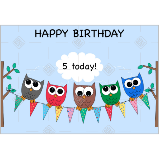 Happy Birthday 5yr old topper - landscape