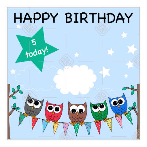 Happy Birthday 5yr old topper - square