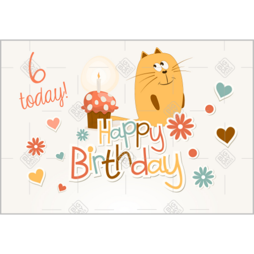 Happy Birthday 6yr old topper - landscape