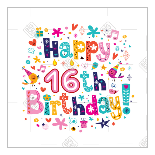 Happy Birthday 16yr old topper - square
