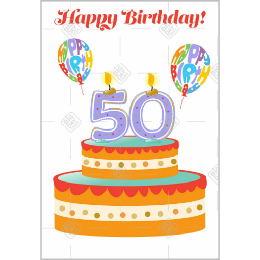 Happy Birthday 50th topper - portrait