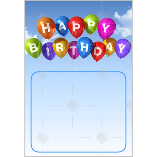 Happy Birthday balloons in the sky topper - portrait