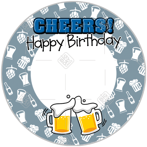 Happy Birthday Cheers frame - round