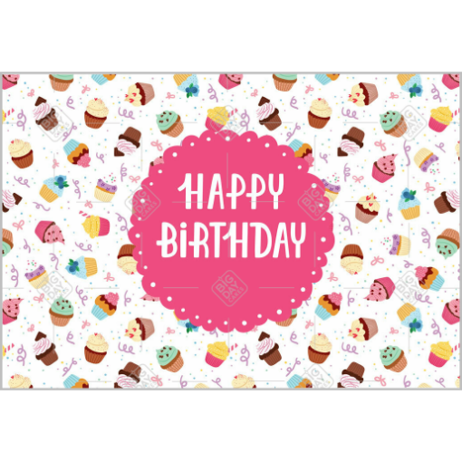 Birthday topper - cupcake - landscape