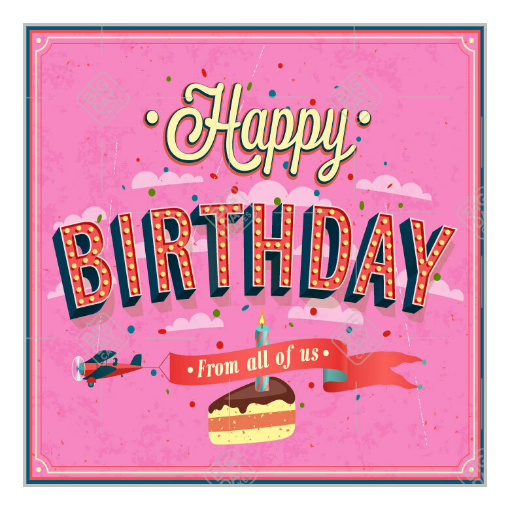 Happy Birthday from us pink topper - square