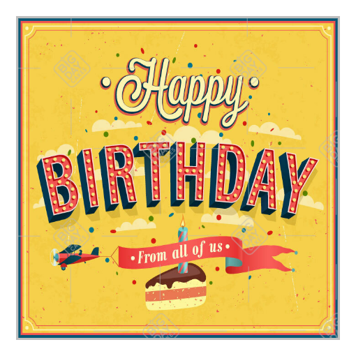 Happy Birthday from us yellow topper - square