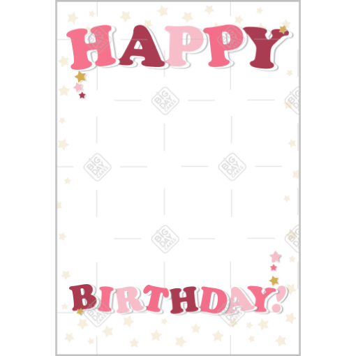 Happy Birthday pink stars frame - portrait