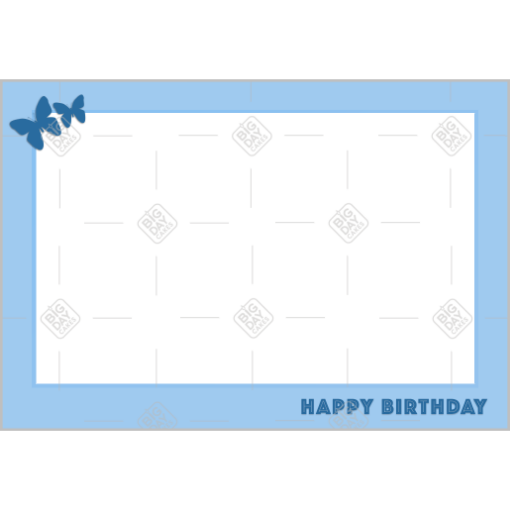 Happy birthday simple butterflies frame - landscape