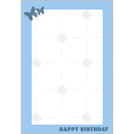 Happy birthday simple butterflies frame - portrait