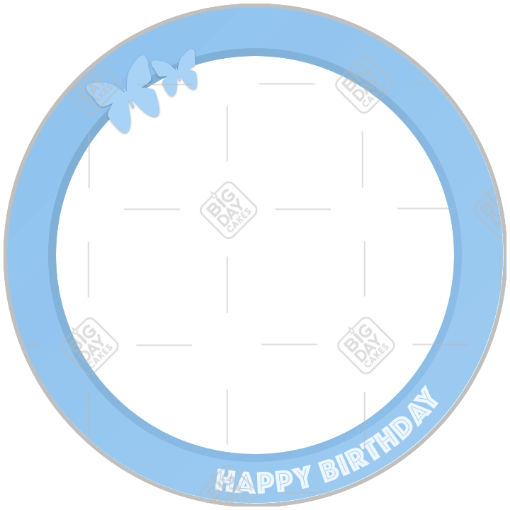 Happy birthday simple butterflies white message frame - round