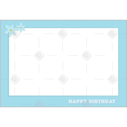Happy birthday simple flowers frame - landscape