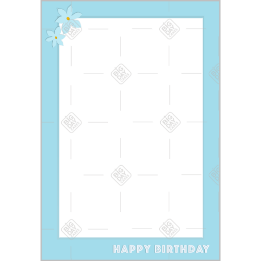 Happy birthday simple flowers frame - portrait