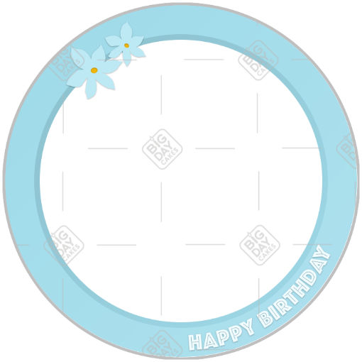 Happy birthday simple flowers white message frame - round