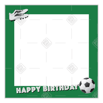 Happy Birthday Football green frame - square