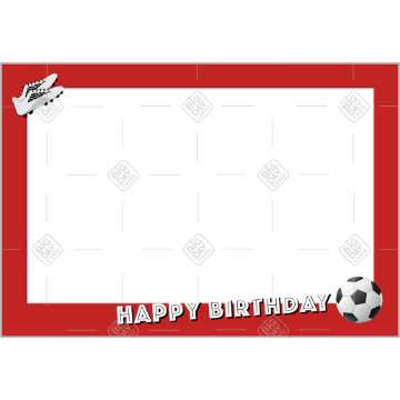 Happy Birthday Football red frame - landscape