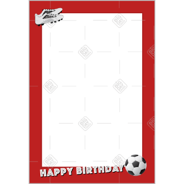 Happy Birthday Football red frame - portrait