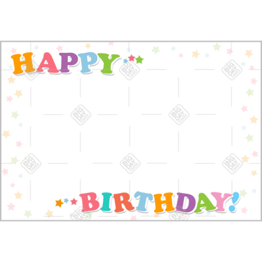 Happy Birthday stars frame - landscape