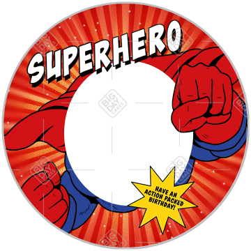 Birthday Superhero frame - round