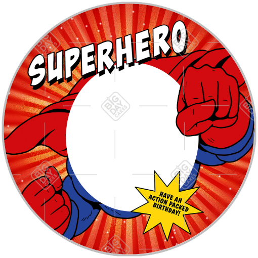 Birthday Superhero frame - round