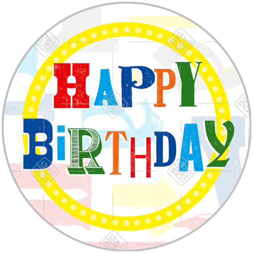 Happy Birthday topper - round