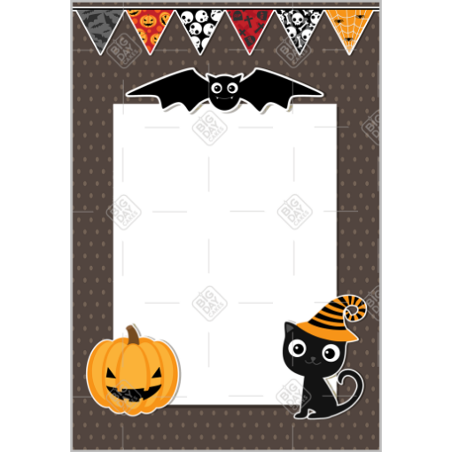 Bats and pumpkin frame - portrait