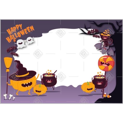 Pumpkin witches frame - landscape