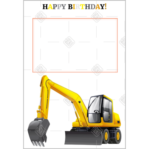 Happy Birthday Digger frame - portrait