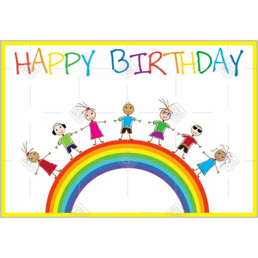 Kids on a rainbow topper - landscape