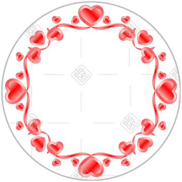 Love hearts interlocking frame - round