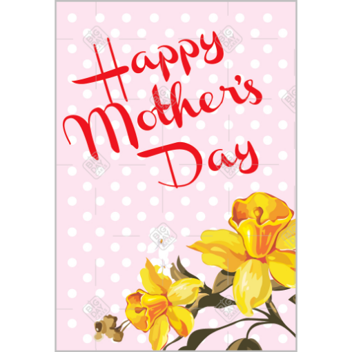 Mothers Day polka dot flowers topper - portrait