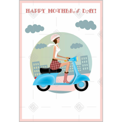 Mothers Day lady on a vespa topper - portrait