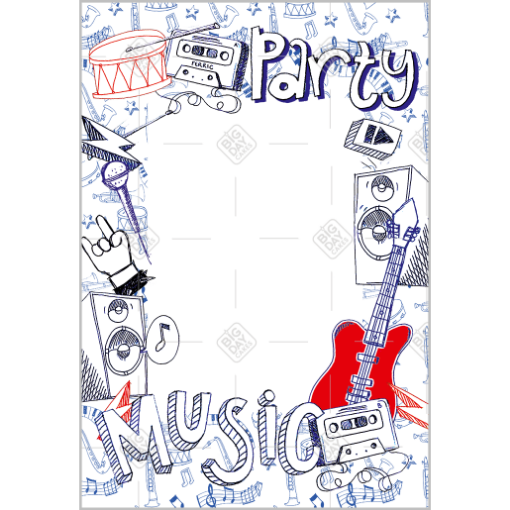 Music Party frame - portrait