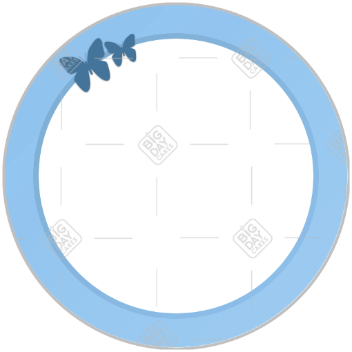 Simple blue frame with blue butterflies frame - round