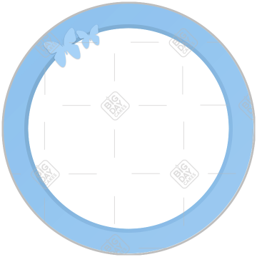 Simple blue frame with butterflies frame - round
