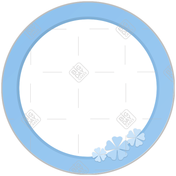 Simple blue frame with flowers frame - round