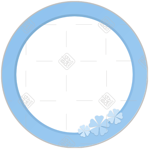 Simple blue frame with flowers frame - round
