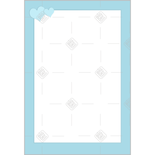 Simple blue hearts top frame - portrait