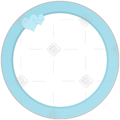 Simple blue hearts top frame - round