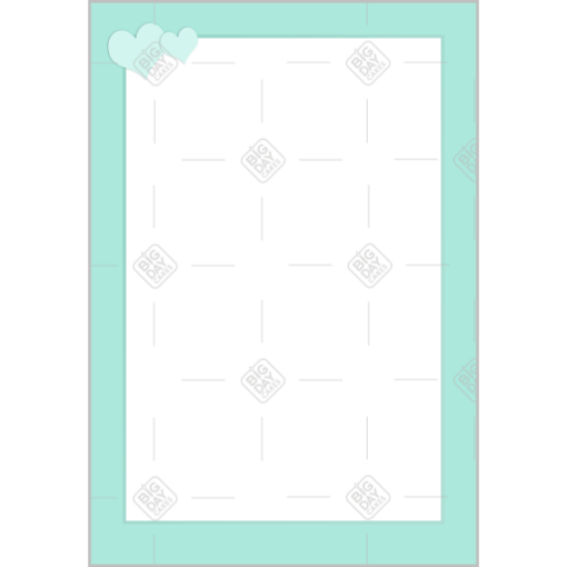 Simple green hearts top frame - portrait