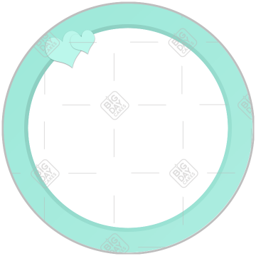 Simple green hearts top frame - round