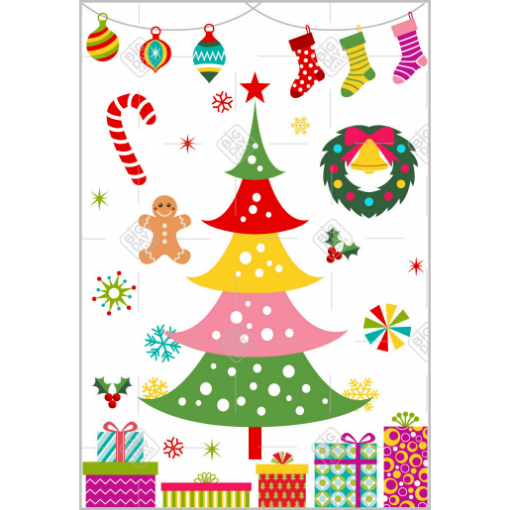 Christmas tree with gifts topper - portrait